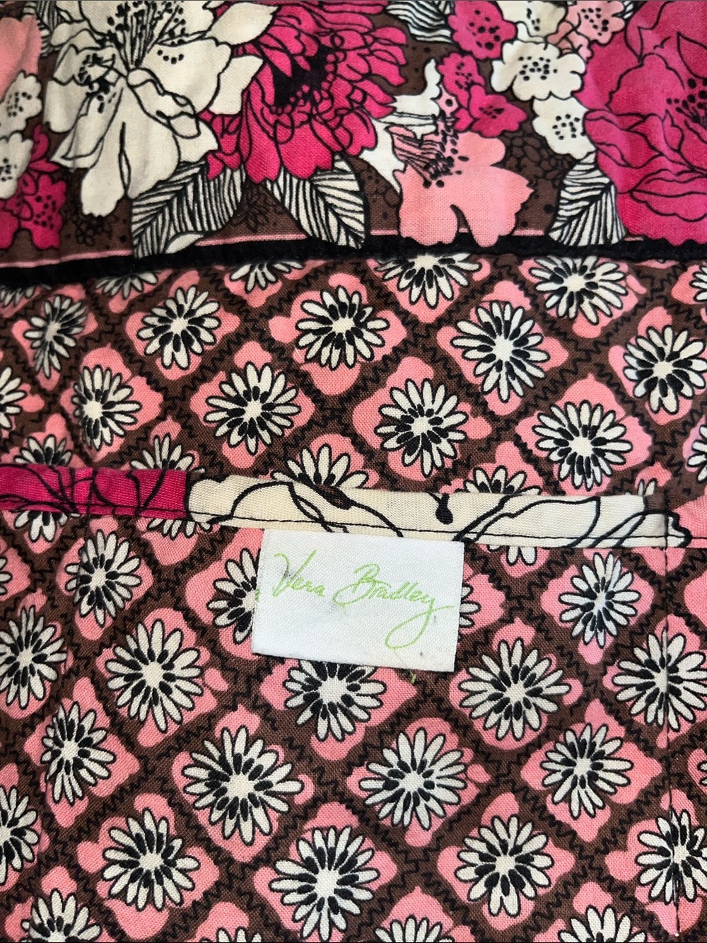 Floral Quilted Vera Bradley Mocha Rogue Tote Bag in Pink and Brown - Picture 2 of 6